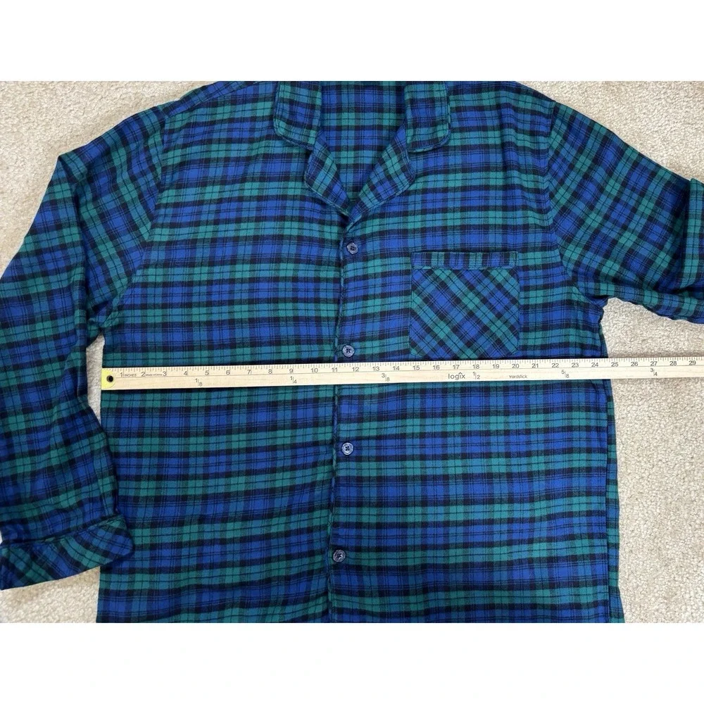 St. John's Bay Men's Flannel Pajama Set Green /Blue Plaid XL